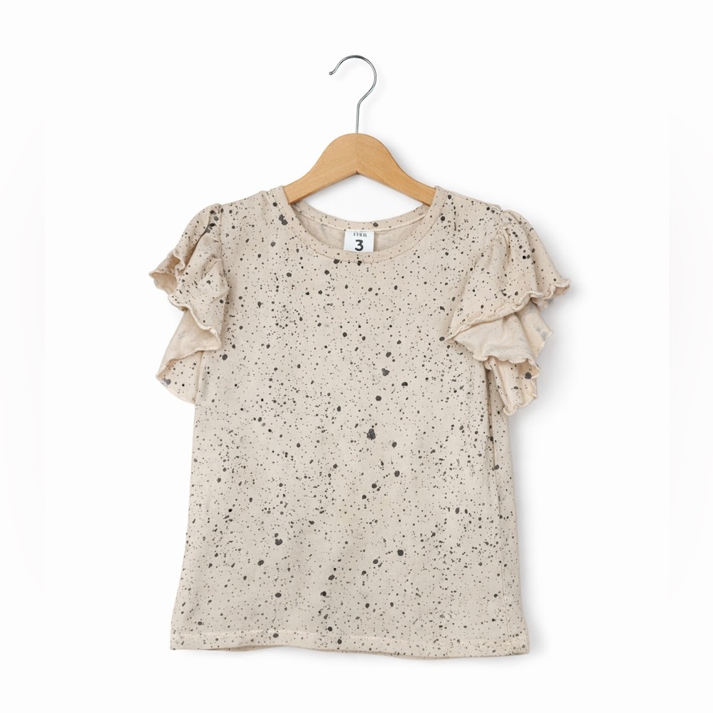 Stem by Nordstrom Girls Ruffle Sleeve Tee Neutral Splatter Print Toddler 3T